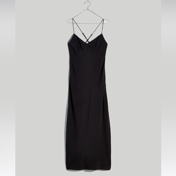 NWT Madewell The Layton Midi Slip Dress True Black Size 0 - Picture 13 of 16